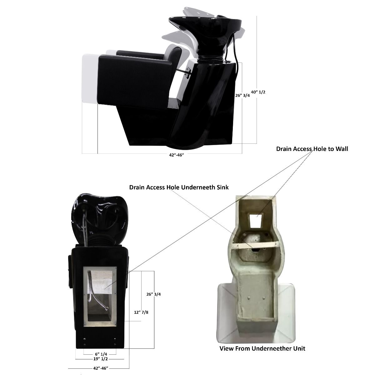 Deco Aiden Shampoo Station - Black 