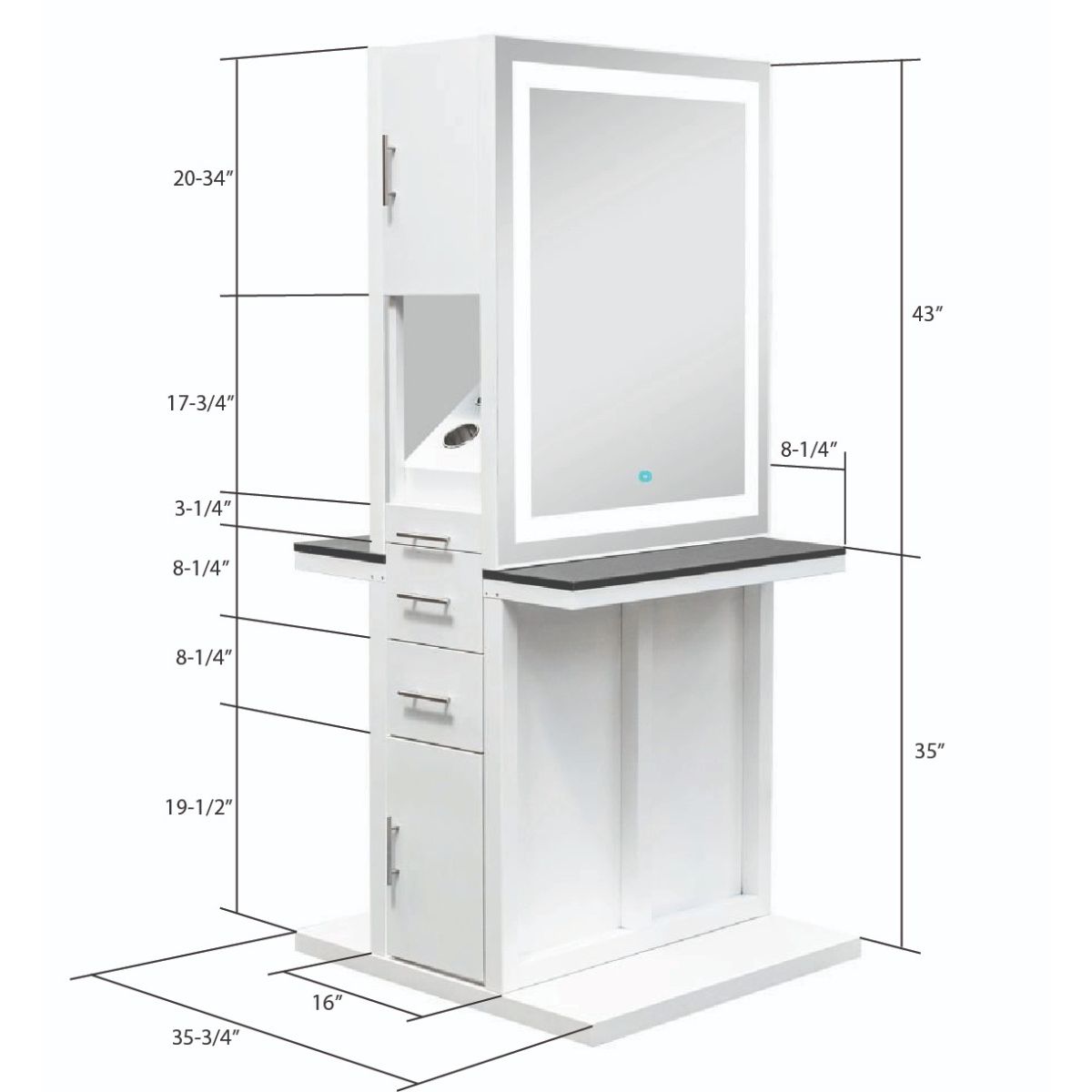 Deco Aurora Single Sided LED Styling Station