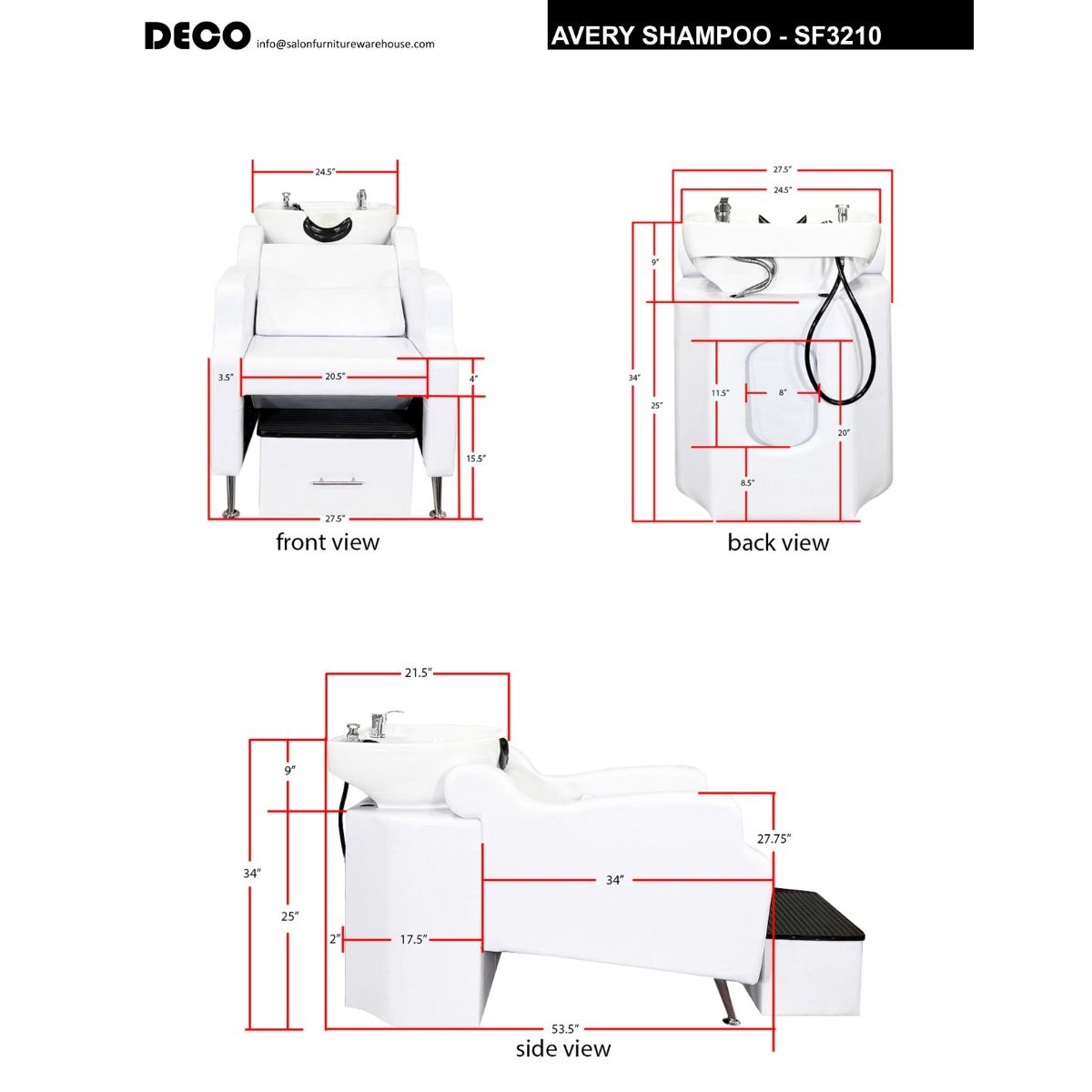 Deco Avery Shampoo Bed Station
