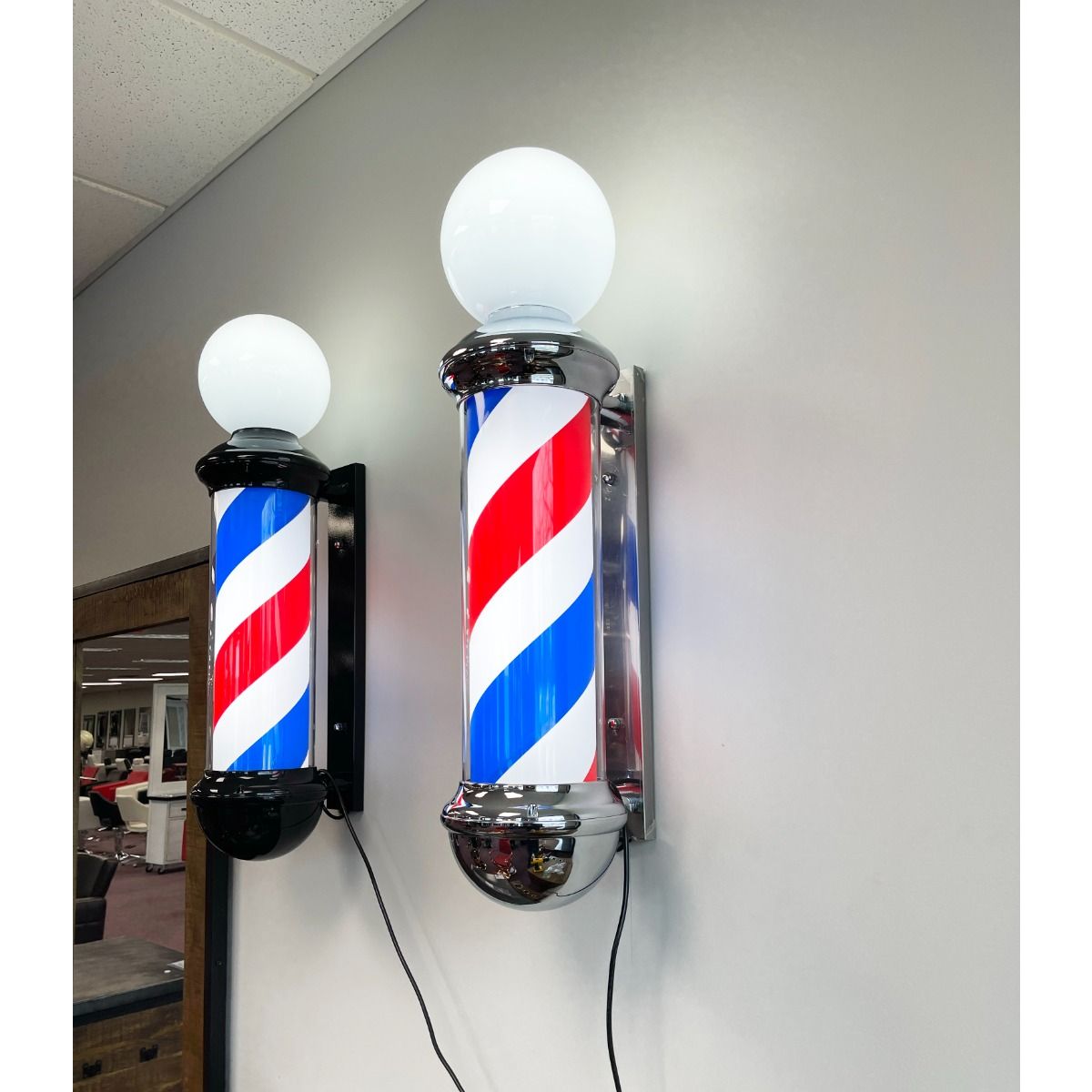 Deco Barber Pole - Globe Light - Chrome 