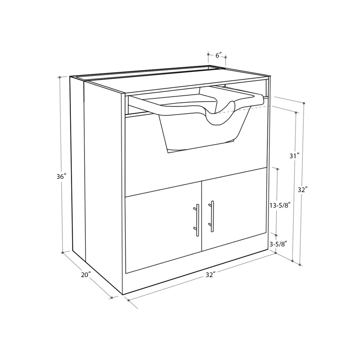 Deco Bentley Shampoo Cabinet with Counter - Black
