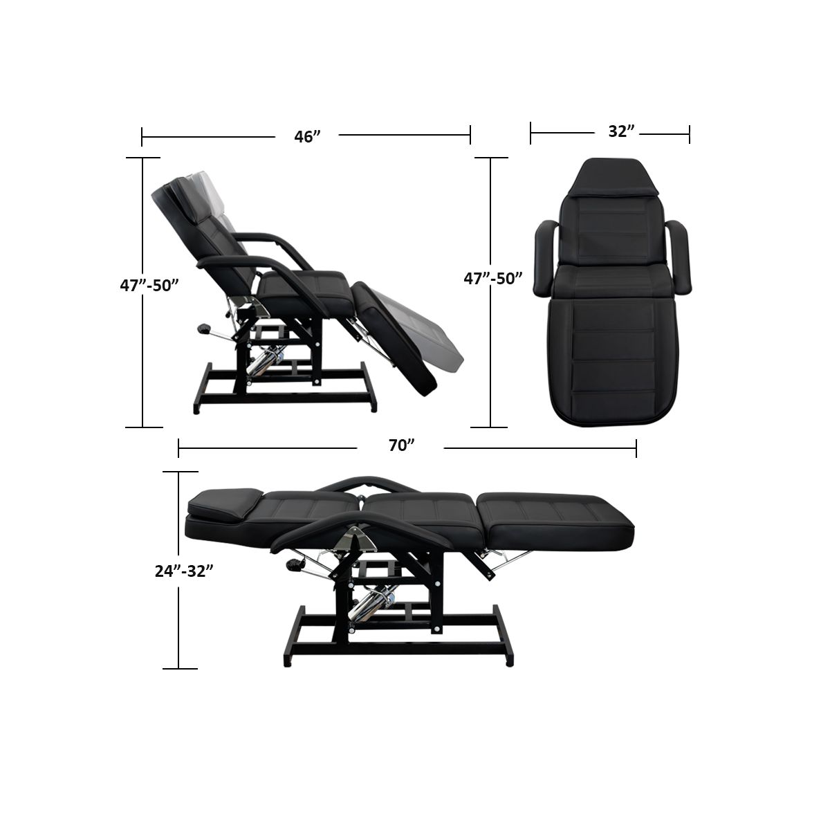 Premium Hydraulic Facial Bed - Black