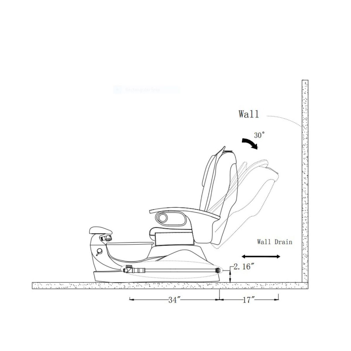 Deco Rossi Pedicure Spa Chair - Black (clearance)