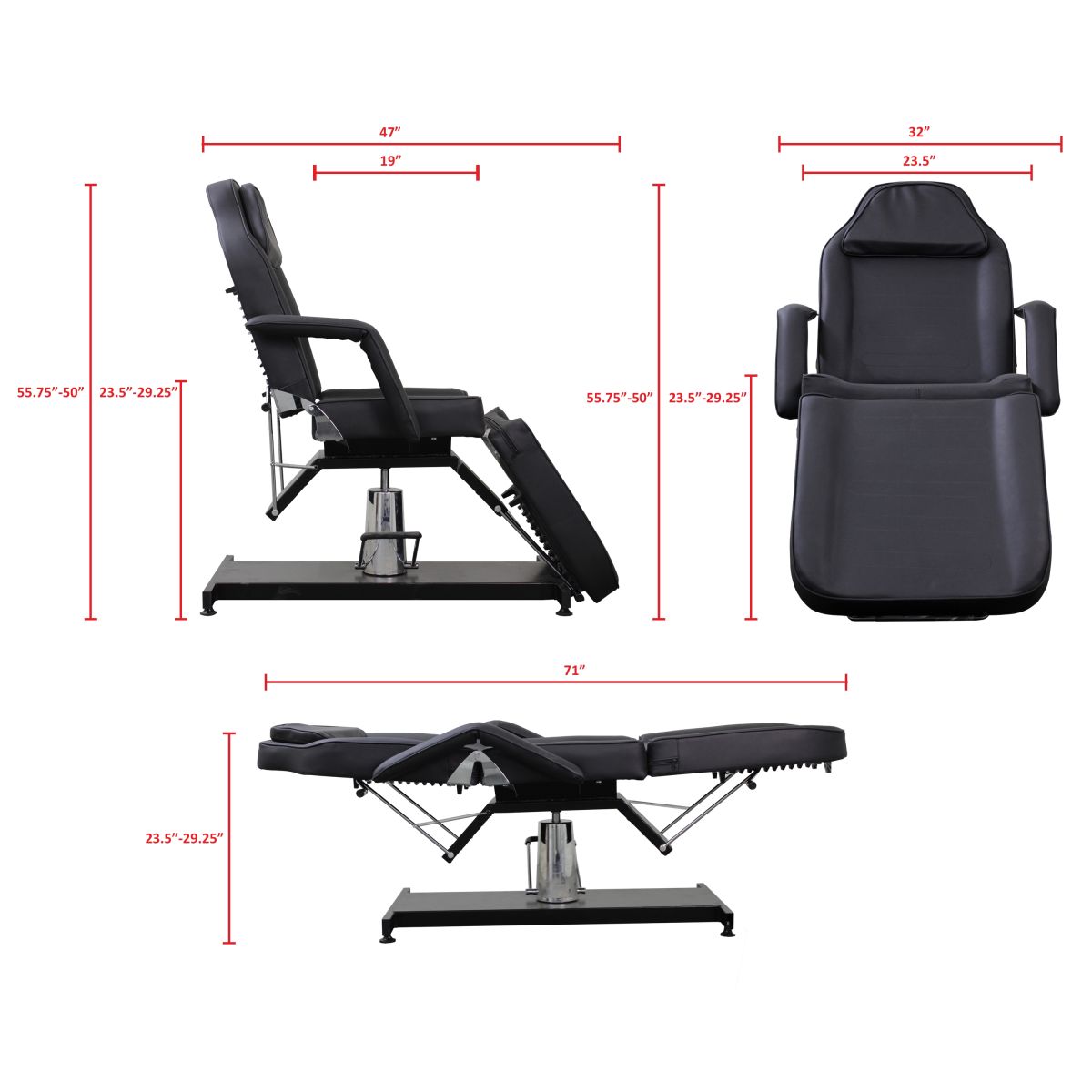 Hydraulic Facial Bed - Black