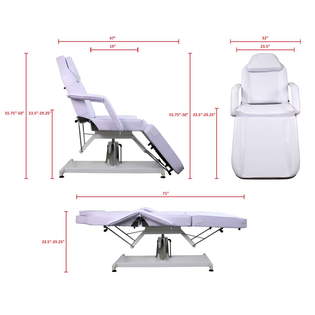 Hydraulic Facial Bed - White