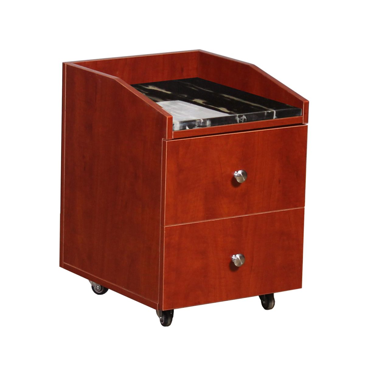 Deco Nina Pedicure Cart with Granite - Classic Cherry