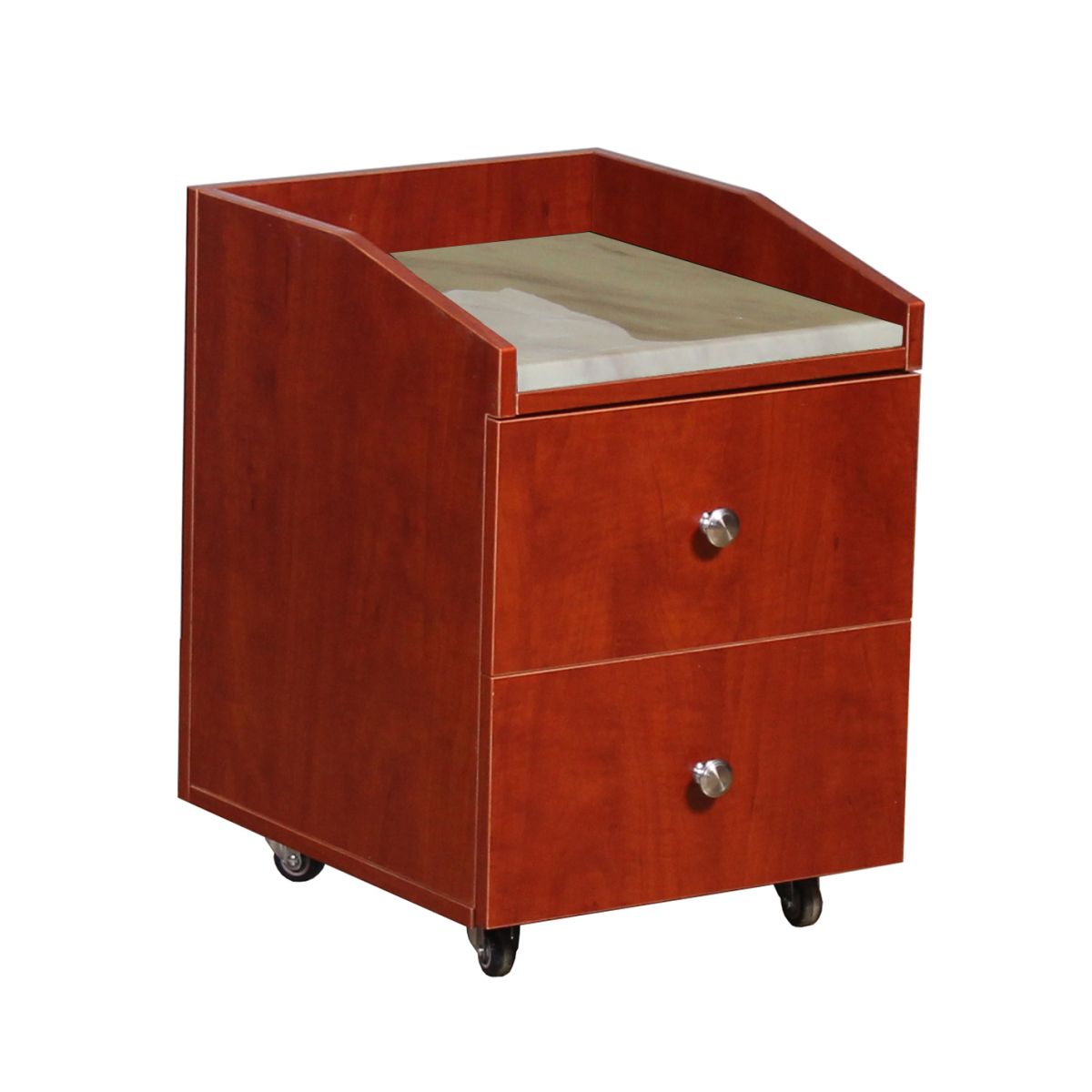 Deco Nina Pedicure Cart with Granite - Classic Cherry