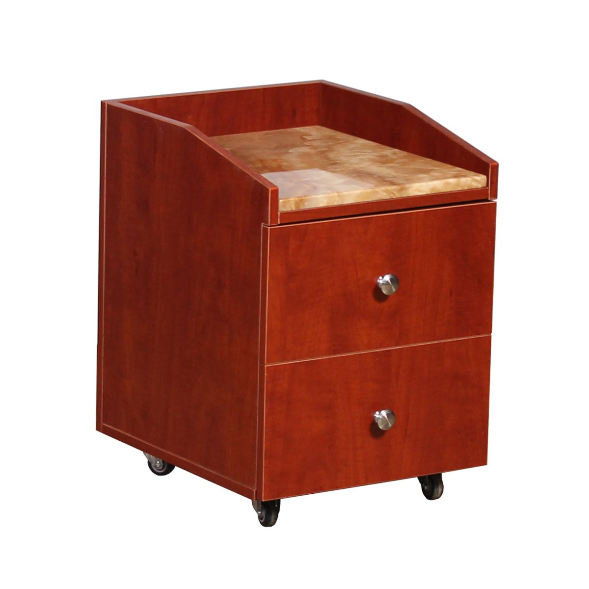 Deco Nina Pedicure Cart with Granite - Classic Cherry