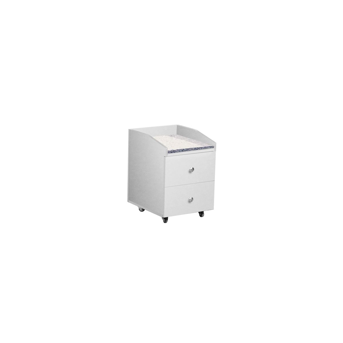 Deco Nina Pedicure Cart with Granite - White