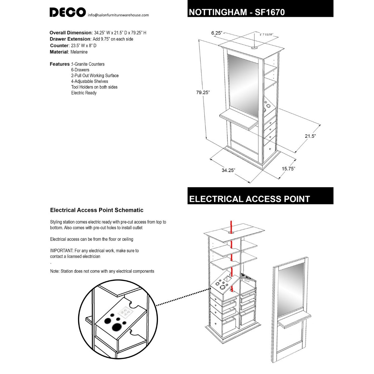Deco Nottingham Single Sided Styling Station