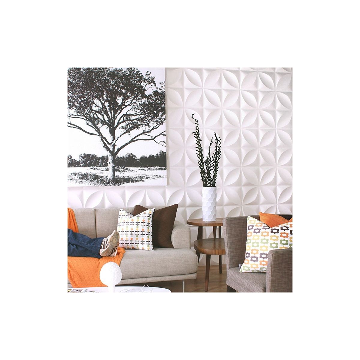 Deco 3D Wall Panel - Clover - Satin Black 