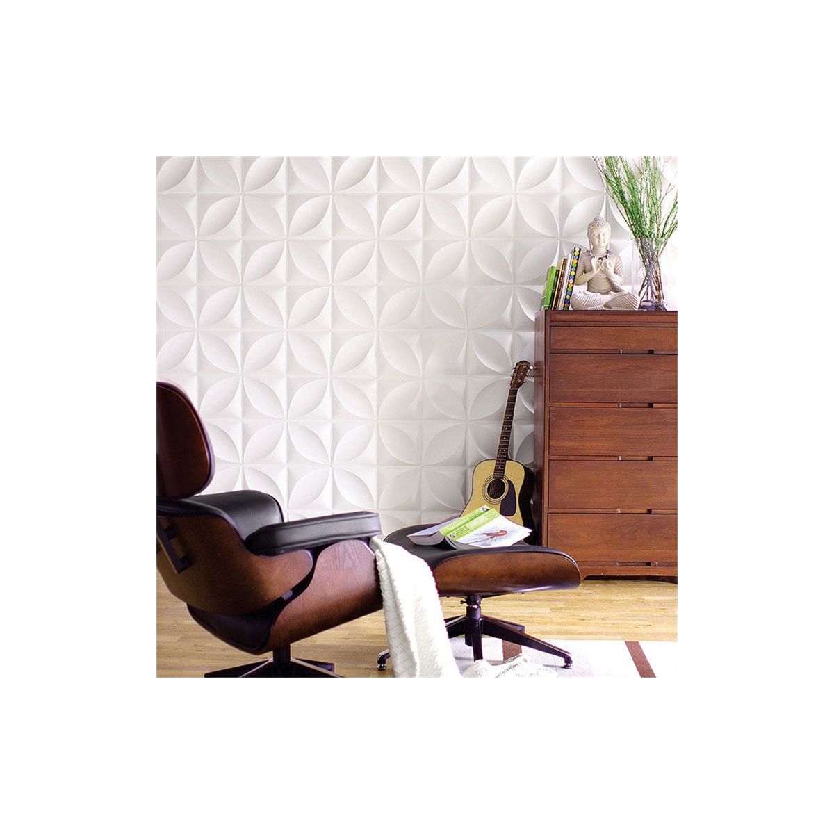 Deco 3D Wall Panel - Clover - Satin Black 