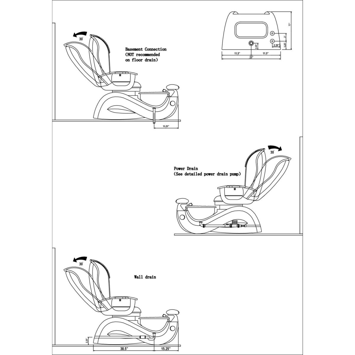 Deco Varisi Pedicure Spa Chair - Black 