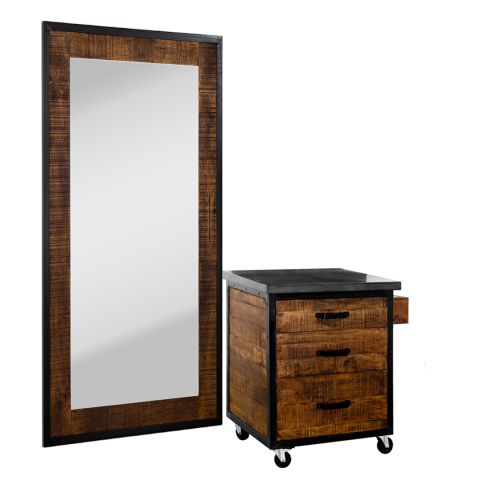 Deco Trinity Side Cabinet With Mirror - Reclaimed 