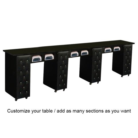 Deco Crystalli (Multi-Sections) Manicure Table Full Top - Black w/ UV