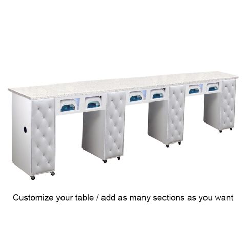 Deco Crystalli (Multi-Sections) Manicure Table Full Top - White w/ UV