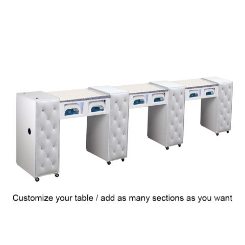 Deco Crystalli (Multi-Sections) Manicure Table - White w/ UV