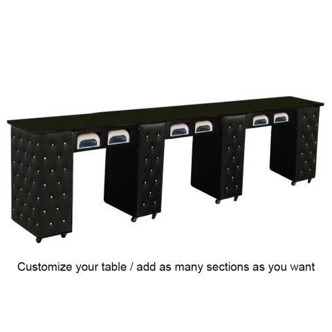 Deco Crystalli Aussi (Multi-Sections) Manicure Table Full Top - Black w/ UV