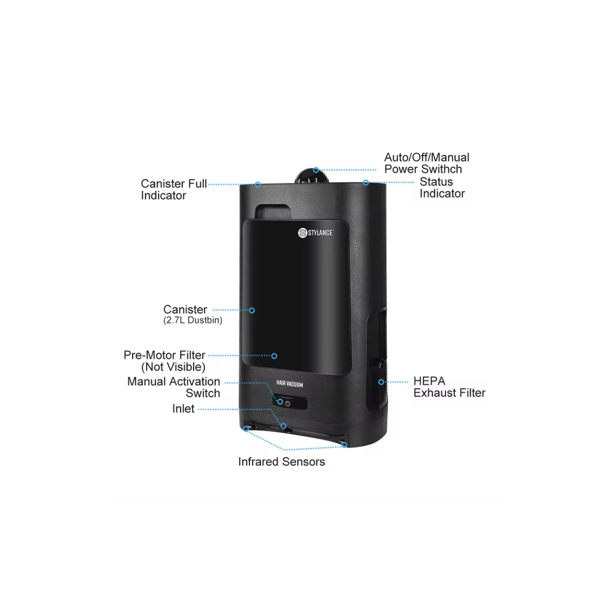 Stylance Hair & Dust Vacuum Dust Bin w/ Infared Sensor