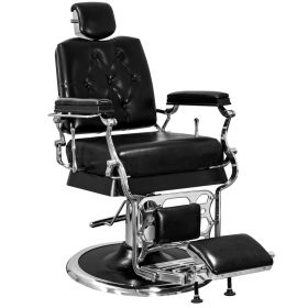 Deco Wellington Genuine Leather Barber Chair - Black