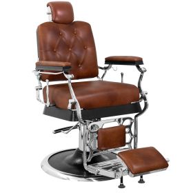 Deco Wellington Genuine Leather Barber Chair - Classic Brown