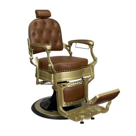 Deco Kingston Barber Chair - Brown / Satin Gold