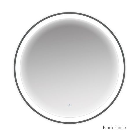 Halo LED mirror black front view