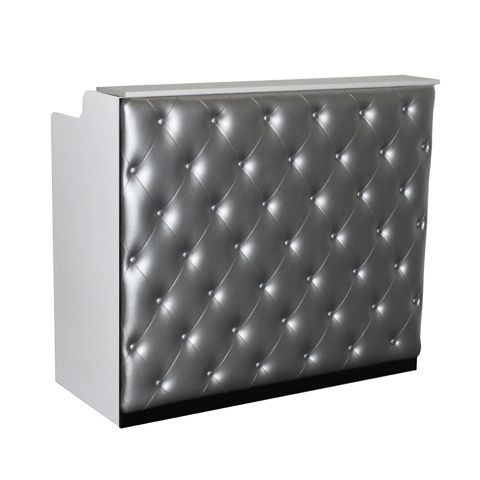 Deco Elizabeth Reception Desk 48" - White/Silver  (clearance)