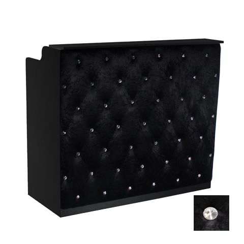 Deco Crystalli Velvet Reception Desk 48" - Black/Black  (clearance)