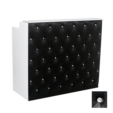 Deco Crystalli Reception Desk 48" - White/Black  (clearance)