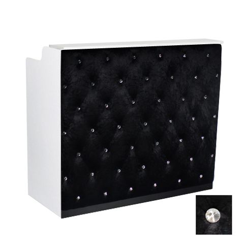 Deco Crystalli Velvet Reception Desk 48" - White/Black  (clearance)