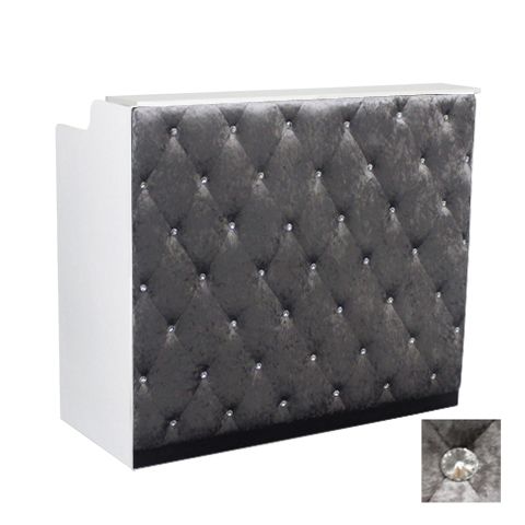 Deco Crystalli Velvet Reception Desk 48" - White/Gray  (clearance)