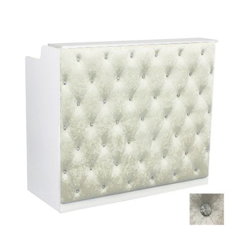 Deco Crystalli Velvet Reception Desk 48" - White/Cream  (clearance)